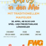Einladung zum Tanz in den Mai am 30.04.2024 um 18 Uhr Spielplatz Lörzweiler